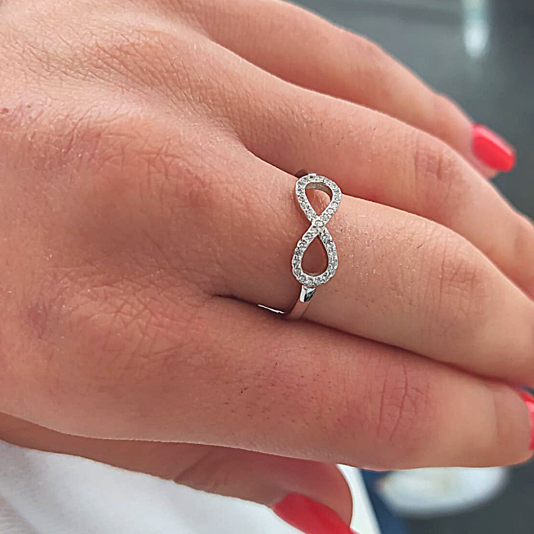 anello infinito  argento 925 con zirconi regolabile qualsiasi misura ring 